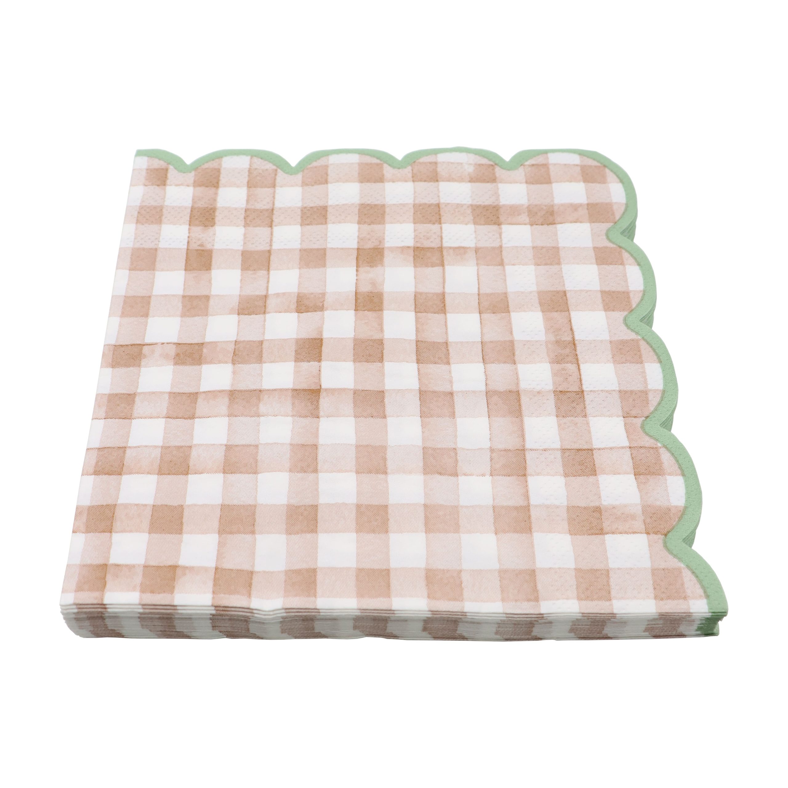 Brown Gingham Scalloped Lunch Napkins, 20ct. by Celebrate It™ - Image 2