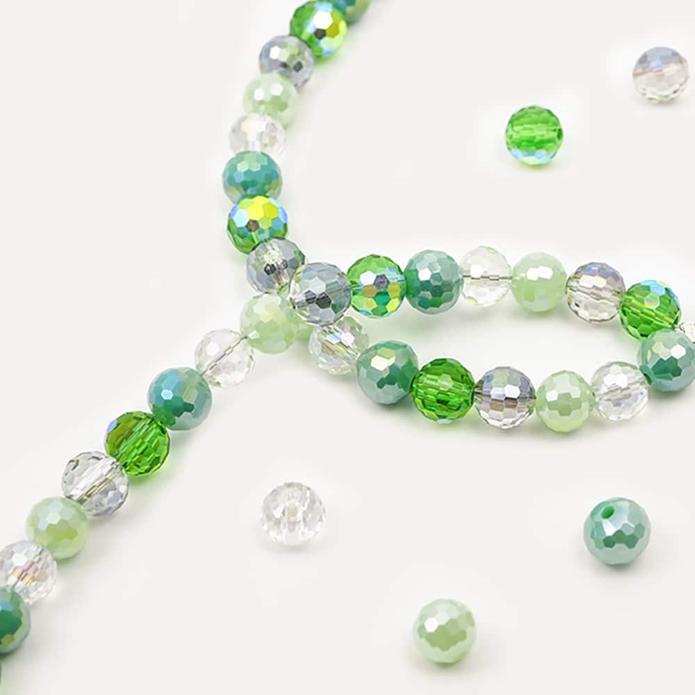 Jesse James Beads 8mm Round Green Mix Faceted Beads - Image 2