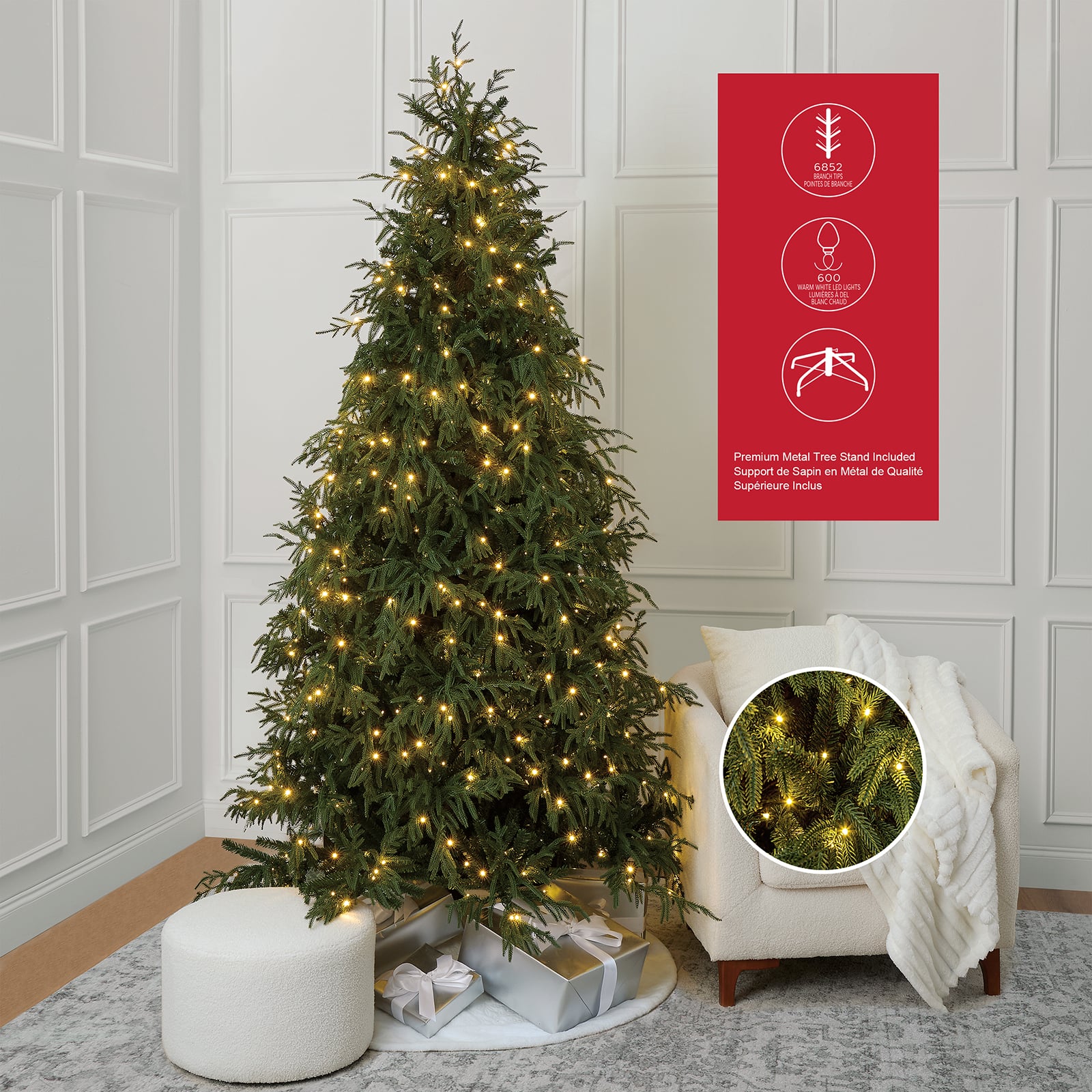 7.5ft. Pre-Lit Norfolk Pine Artificial Christmas Tree, Warm White Twinkle LED Lights by Ashland® - Image 4