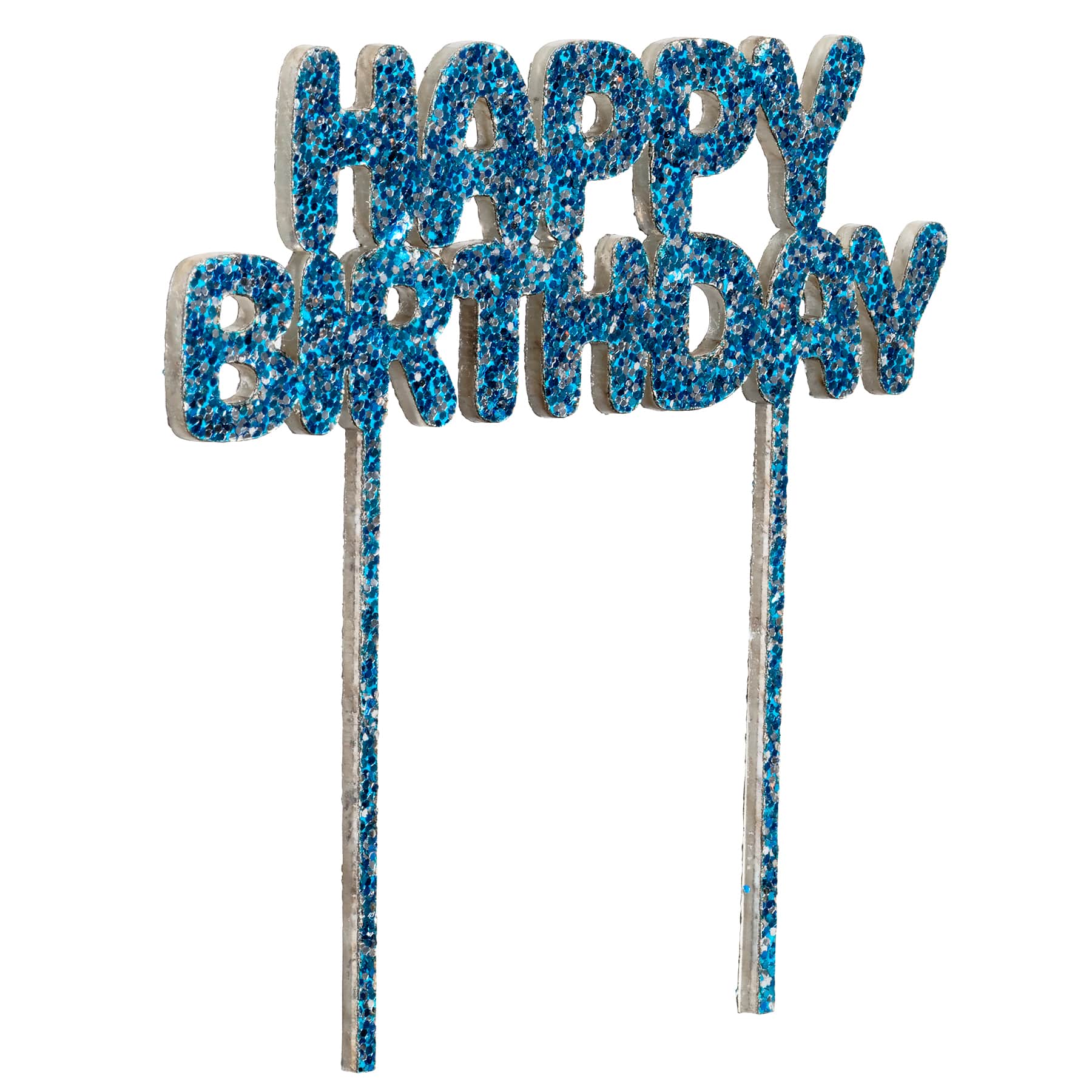 Blue Glitter Happy Birthday Cake Topper by Celebrate It™ - Image 2