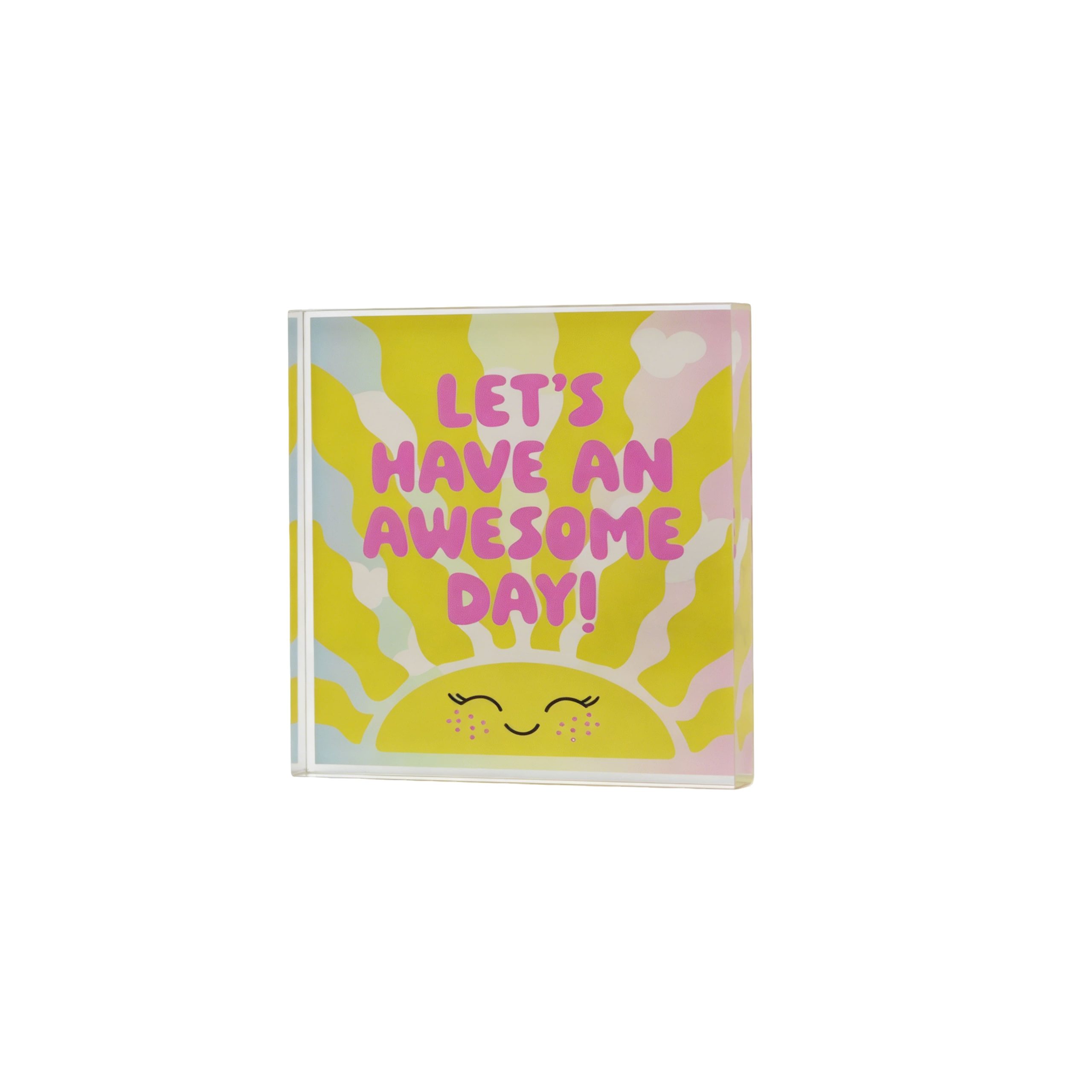 Class Rules! 5" Yellow & Pink Awesome Day Acrylic Tabletop Décor by B2C™