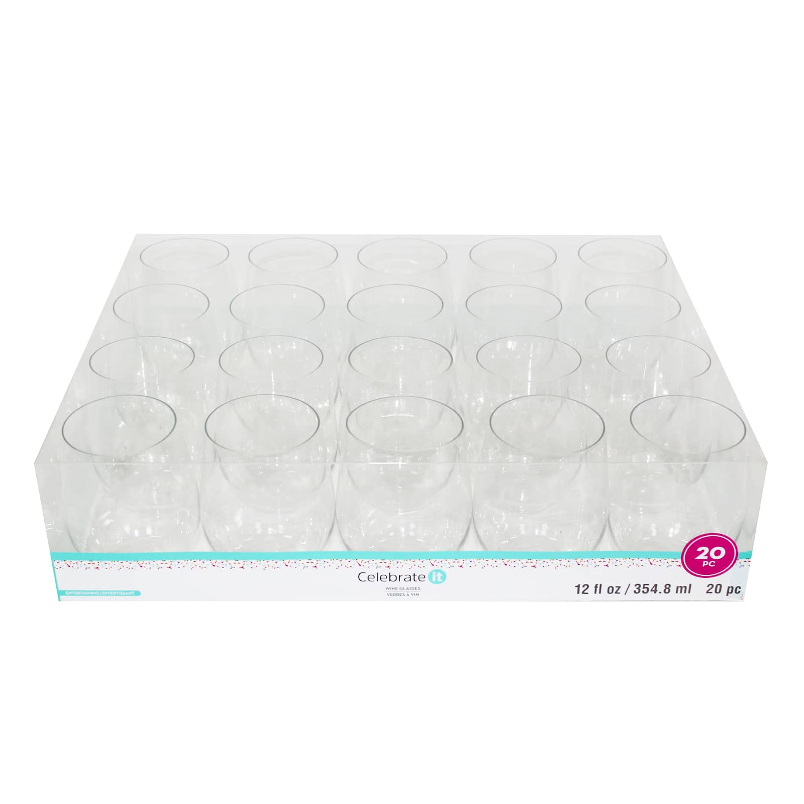 12oz. Clear Plastic Stemless Wine Glasses by Celebrate It™, 20ct. - Image 3