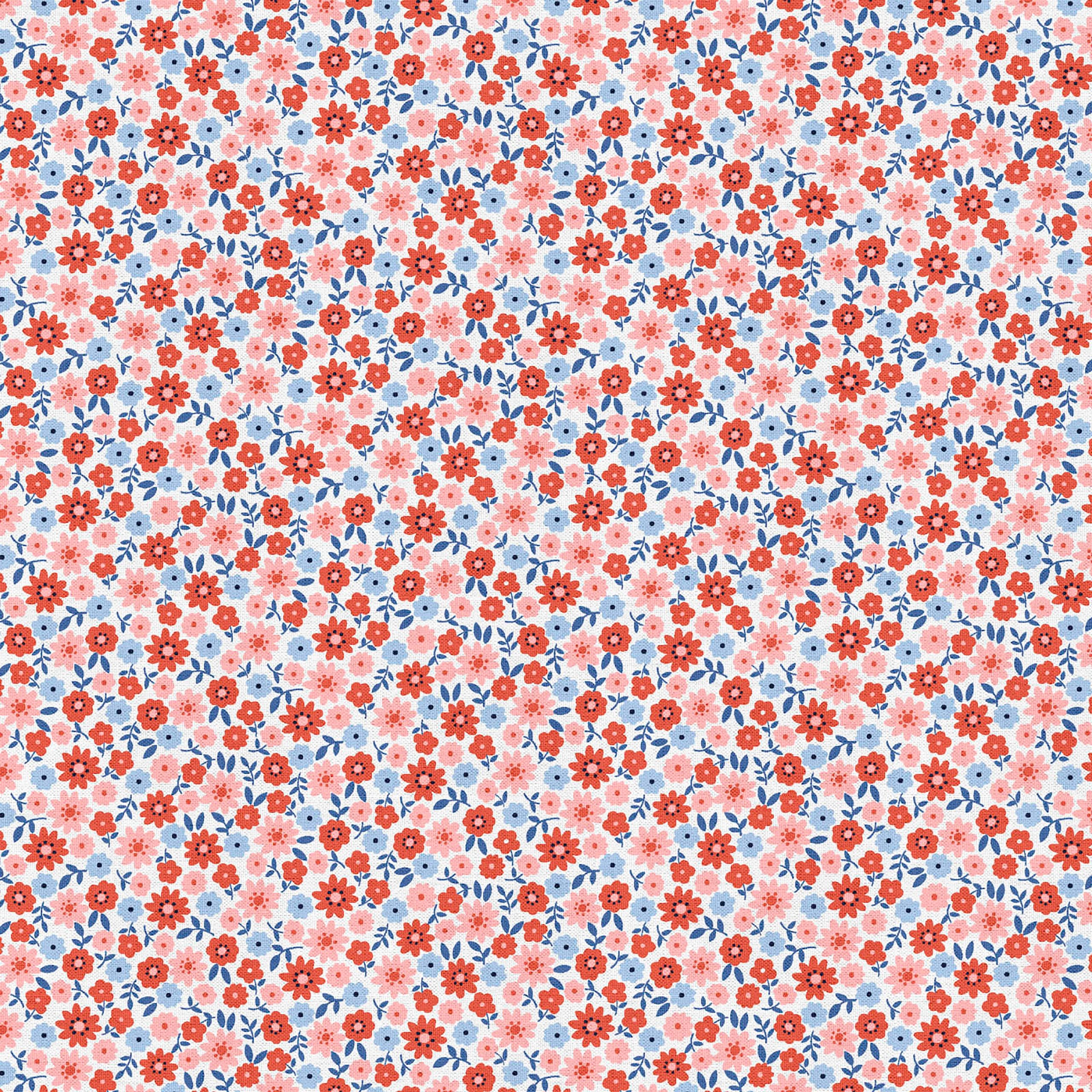 Fabric Editions White Carolina Floral Buds Cotton Fabric
