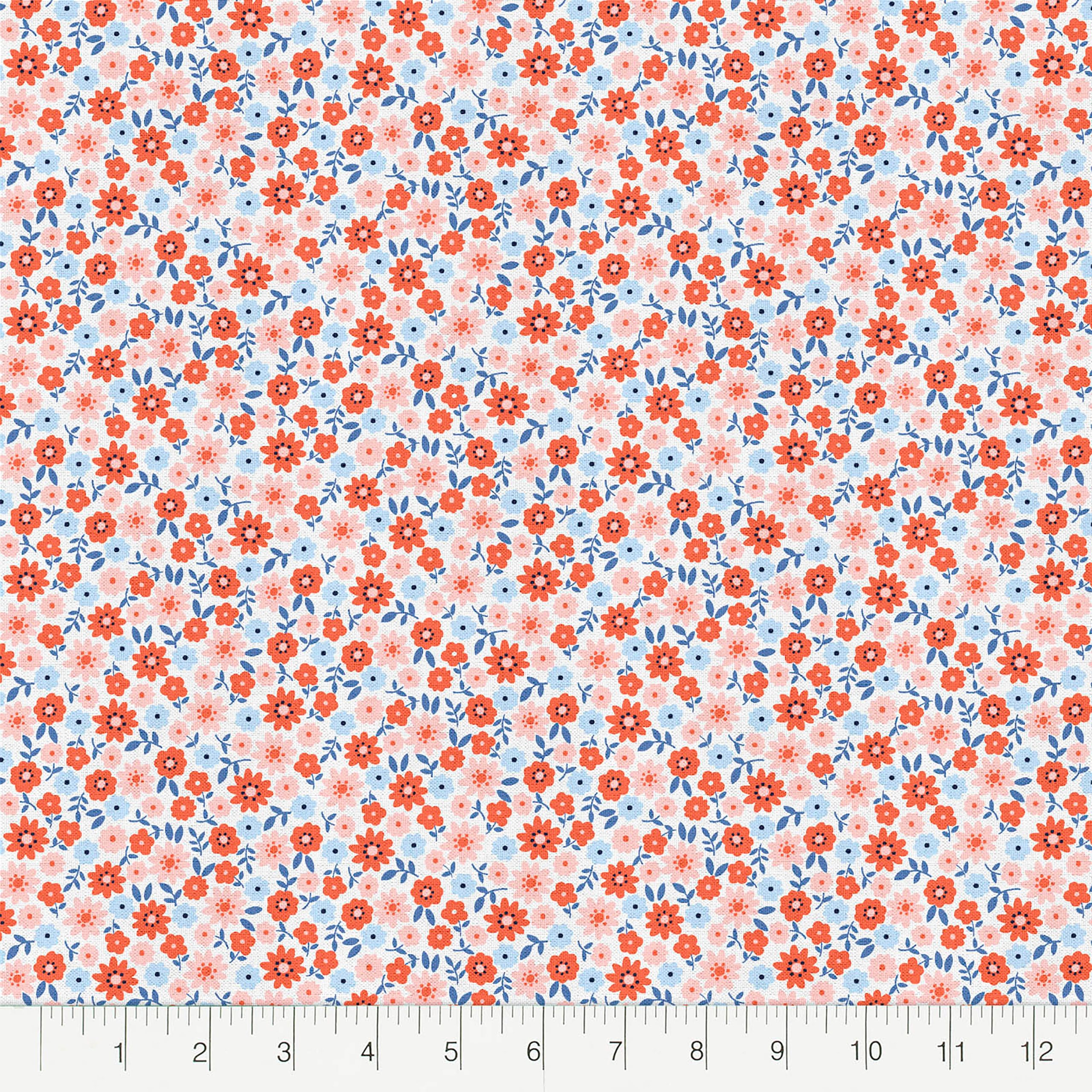 Fabric Editions White Carolina Floral Buds Cotton Fabric - Image 2