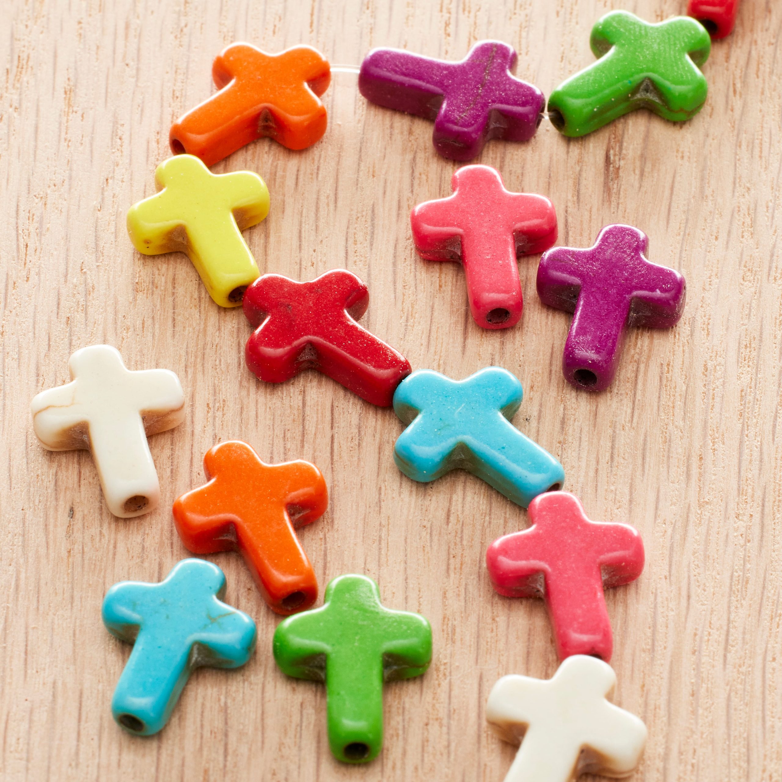Multicolor Reconstituted Stone Cross Beads, 15mm by Bead Landing™ - Image 2