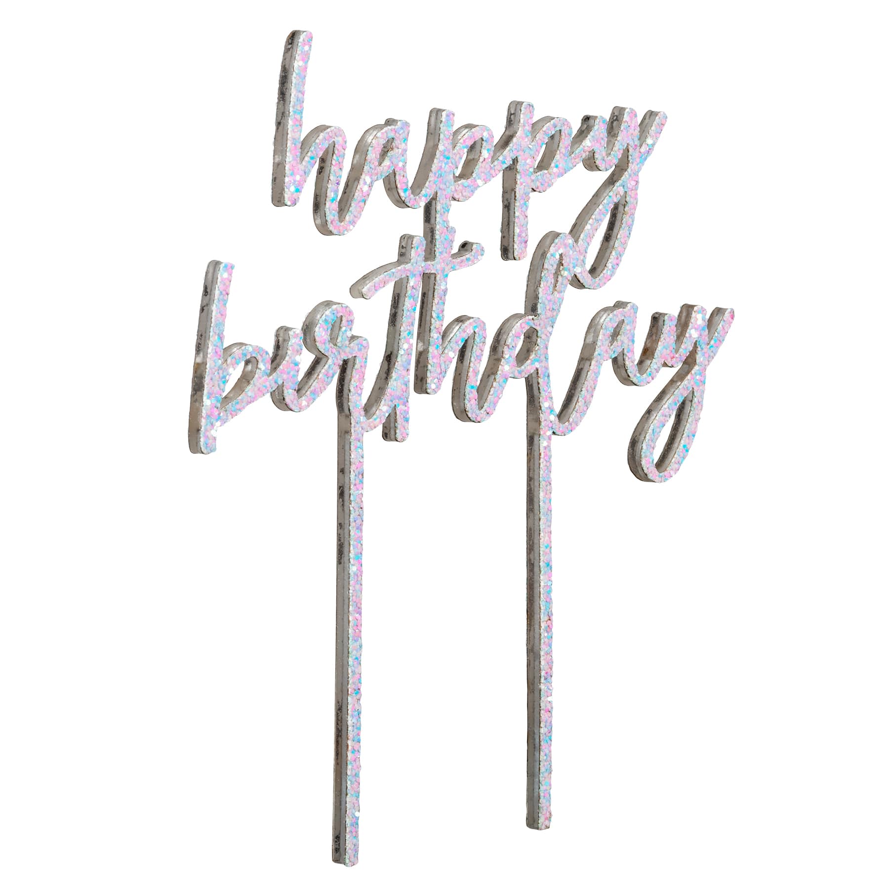 Pastel Glitter Happy Birthday Cake Topper by Celebrate It™ - Image 2