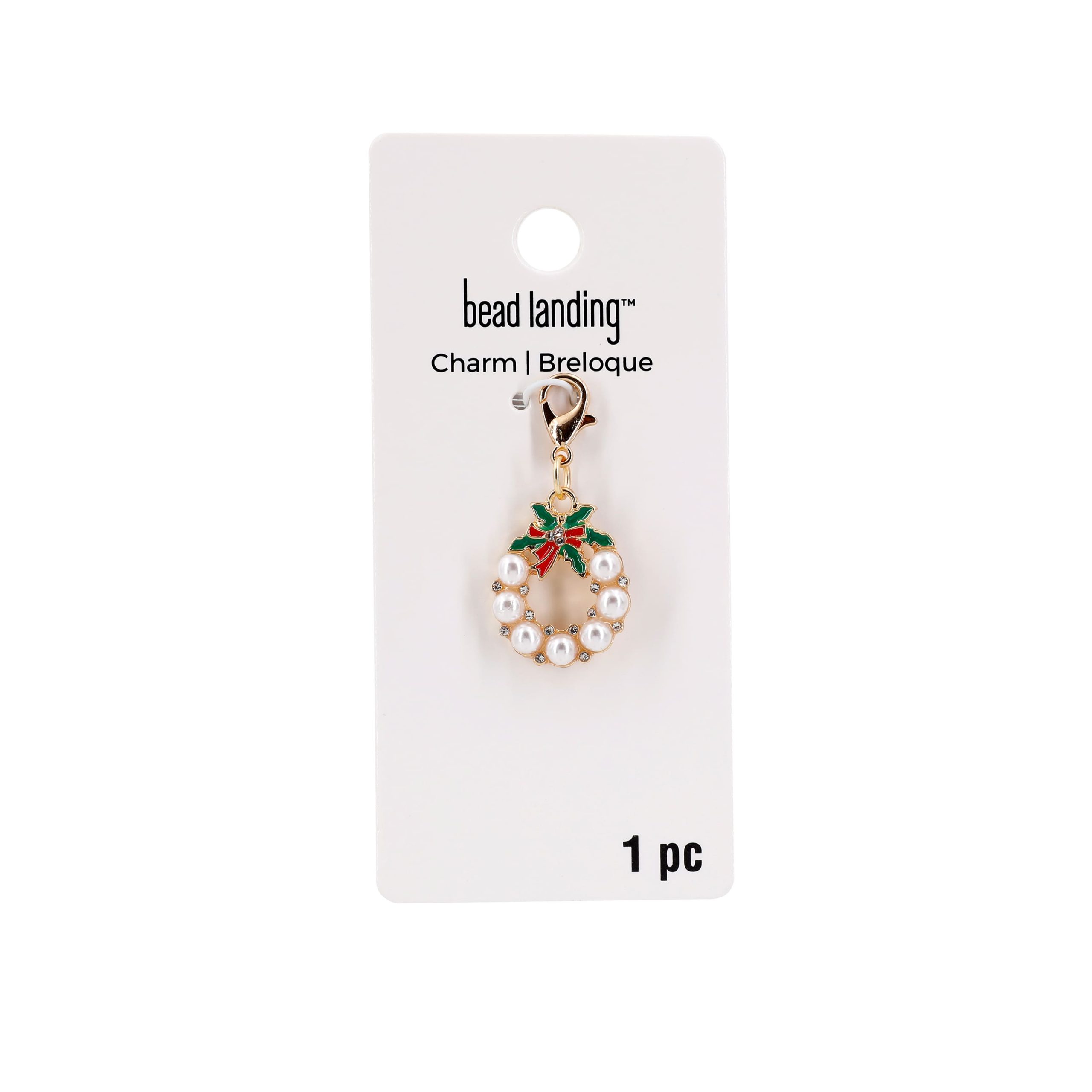 Crystal & Pearl Christmas Wreath Charm by Bead Landing™ - Image 4