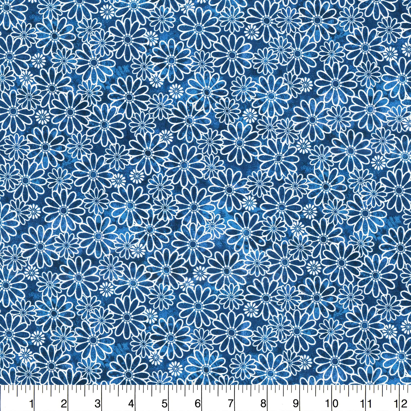 Fabric Traditions Blue Tonal Daisies Cotton Fabric - Image 3