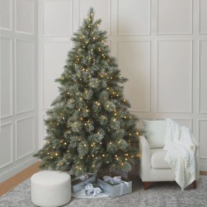 7.5ft. Pre-Lit Snowberry Pine Artificial Christmas Tree, Quick Set® Color Changing G9 & G15 LED Lights by Ashland®