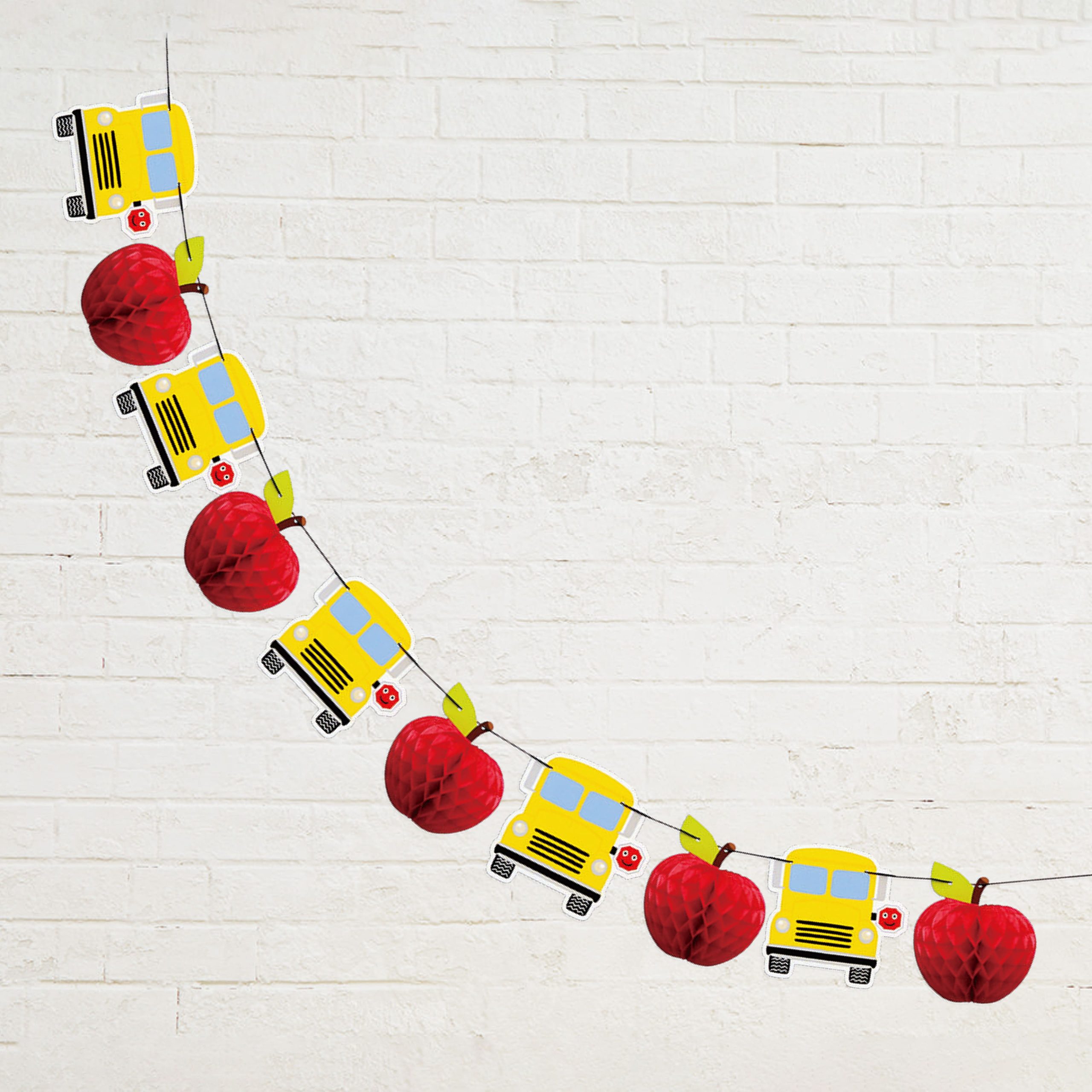 School Bus & Apple Honeycomb Garland by B2C™ - Image 3