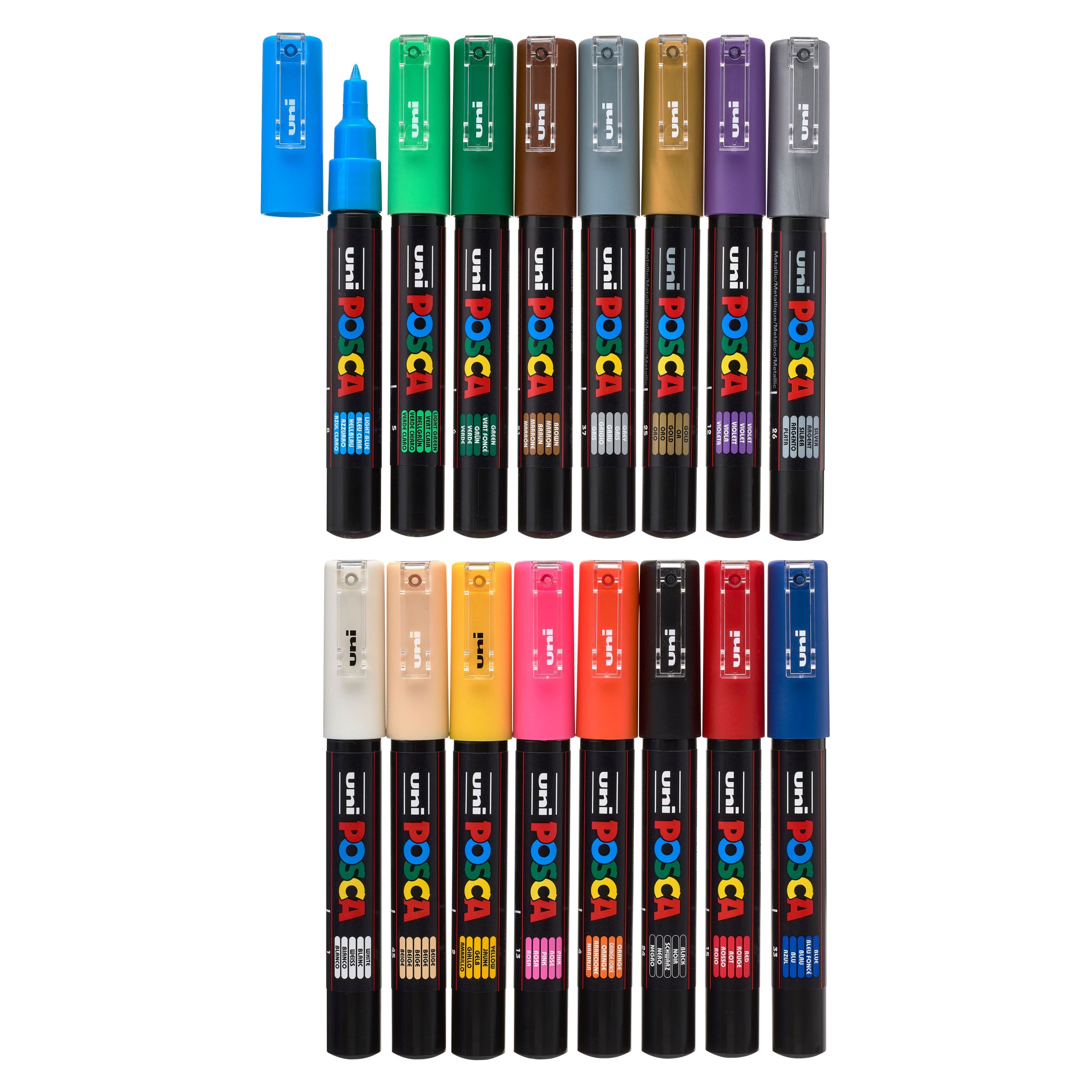Uni Posca PC-1M 16 Color Extra Fine Tapered Tip Paint Marker Set - Image 3