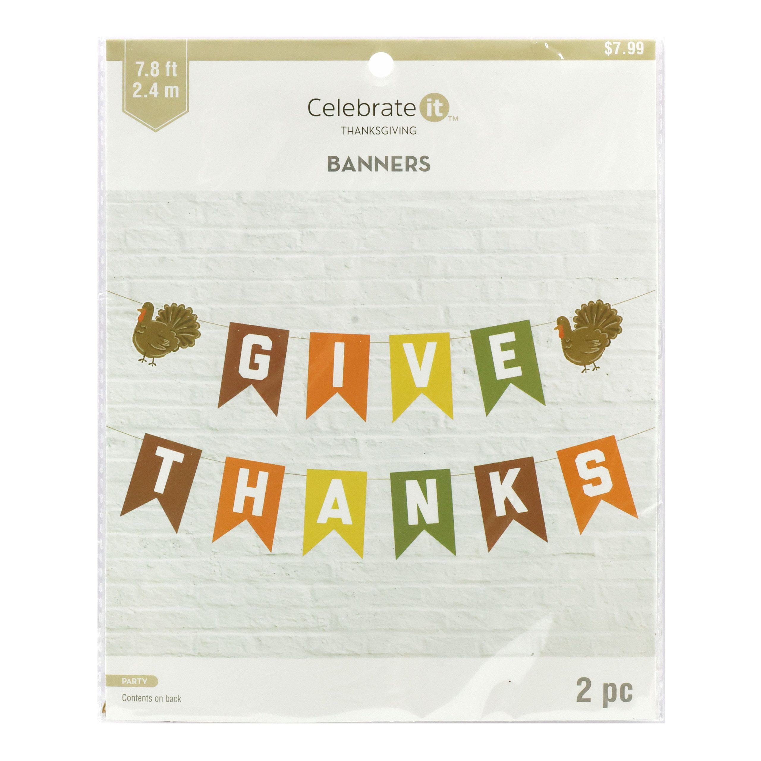 8ft. Give Thanks Turkey Paper Banner by Celebrate It™ - Image 2