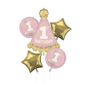 Little Miss One-derful Satin Foil Balloon Bouquet