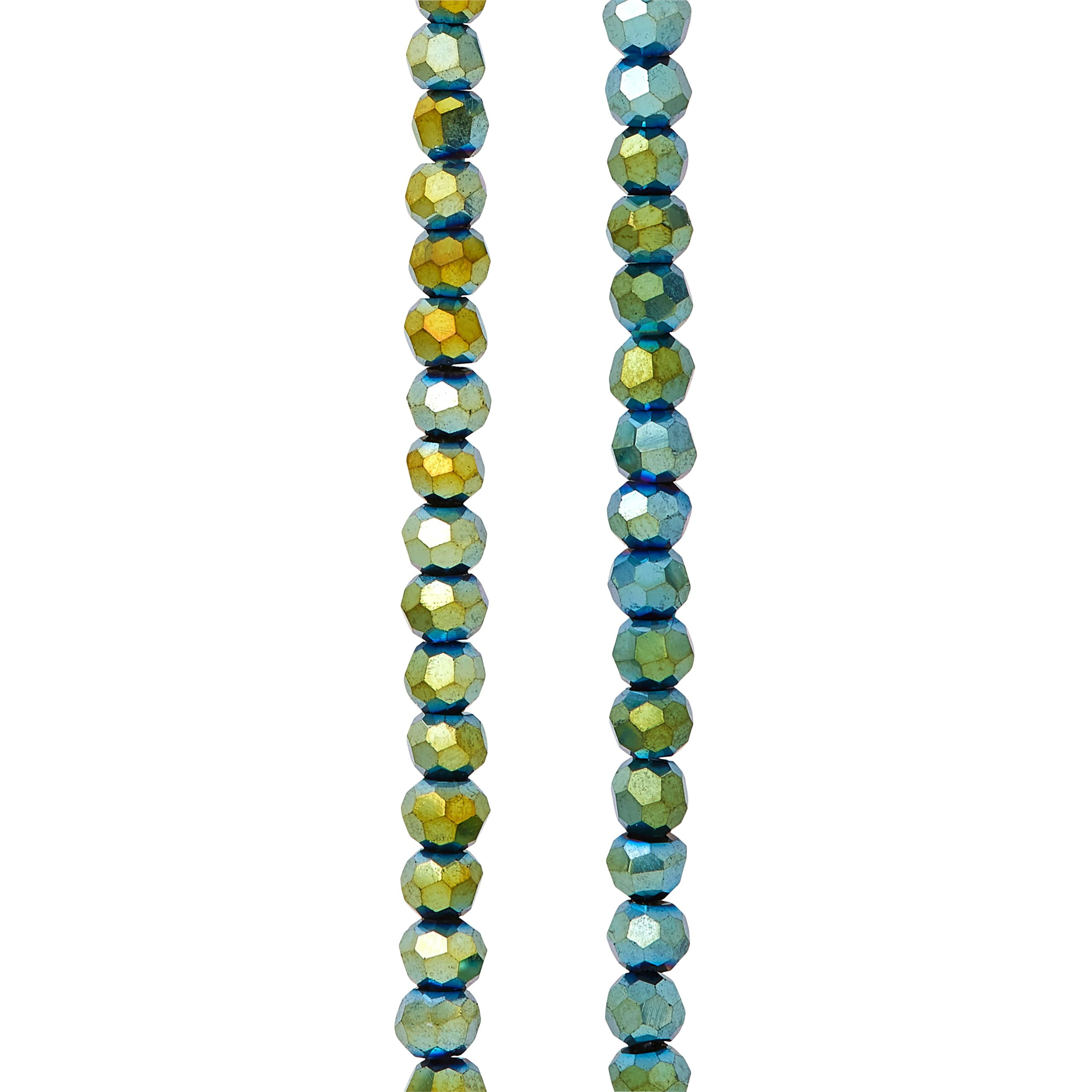 Green Iridescent Glass Faceted Beads, 3mm by Bead Landing™