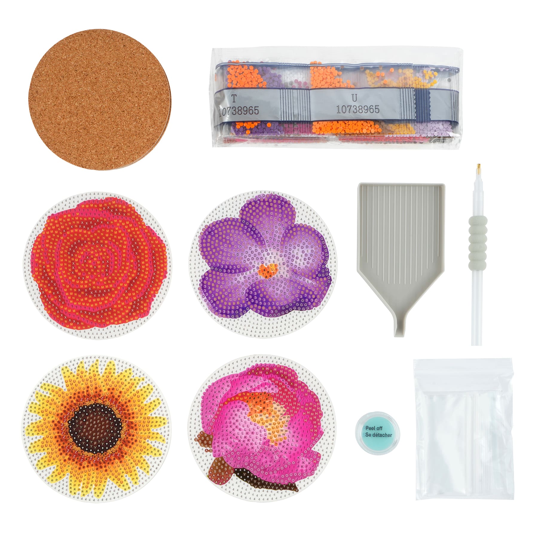 Round Flower Diamond Art Coaster Kit by Make Market® - Image 2