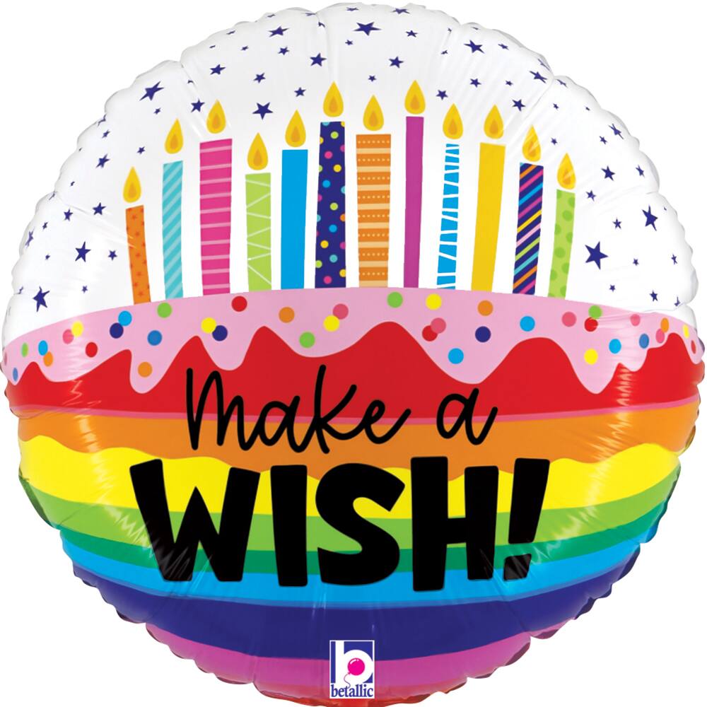 9" Rainbow Wish Birthday Stick Balloon - Image 2