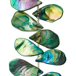 Green Aurora Borealis Shell Teardrop Beads, 32mm by Bead Landing™