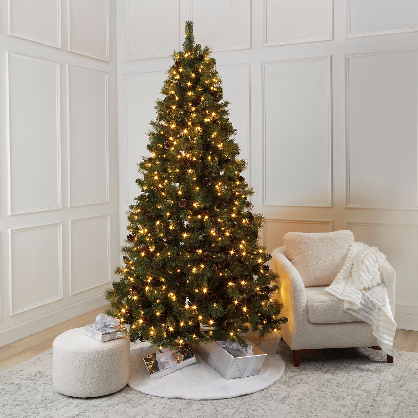 7.5ft. Pre-Lit Wimberley Pine Realistic Artificial Christmas Tree, Warm White Mini LED Lights by Ashland®
