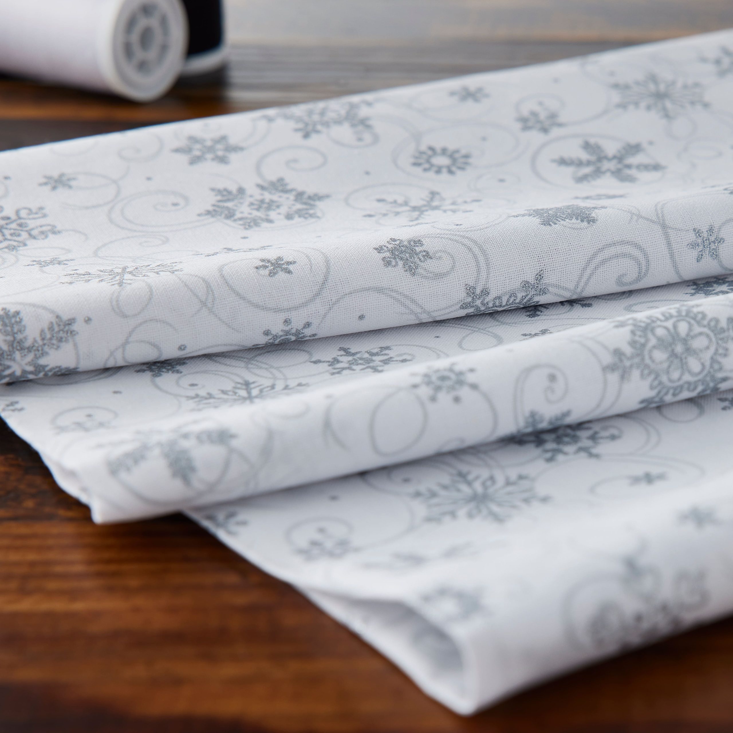 Fabric Traditions Christmas First Snowfall White Glitter Cotton Fabric - Image 2