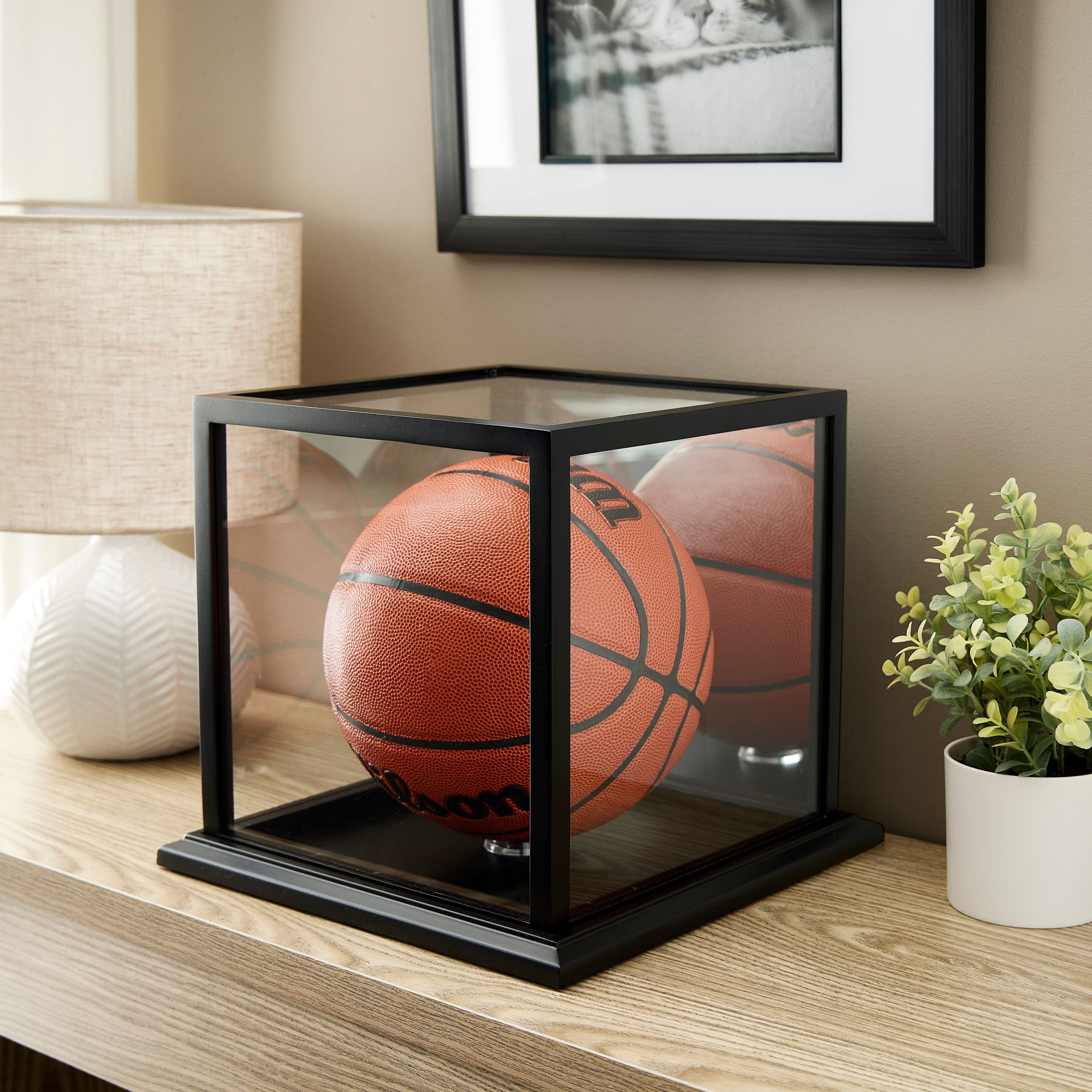 Black Basketball Display Case with Mirror Back by Studio Décor® - Image 2