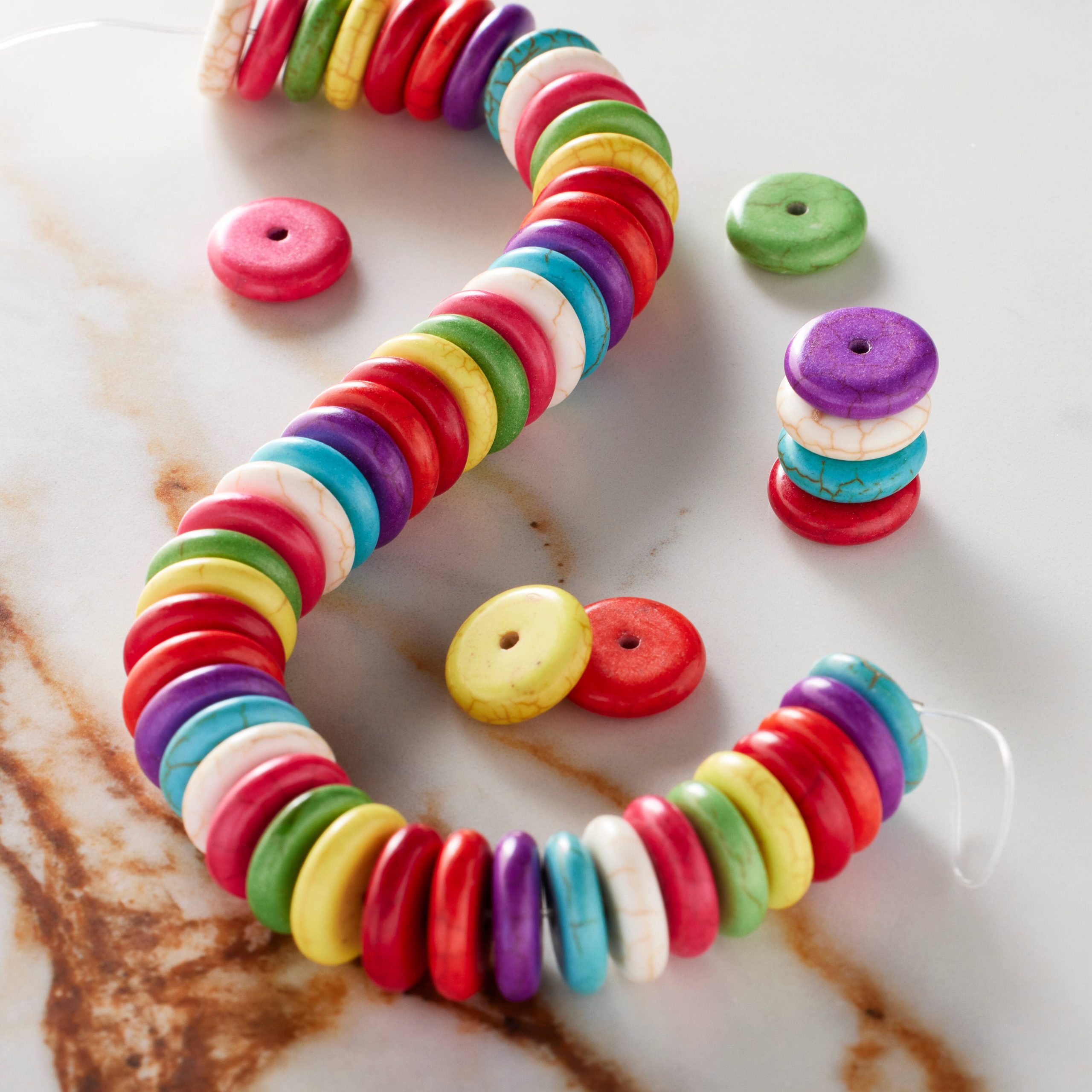 Colorful Howlite Stone Rondel Beads, 11mm by Bead Landing™ - Image 2